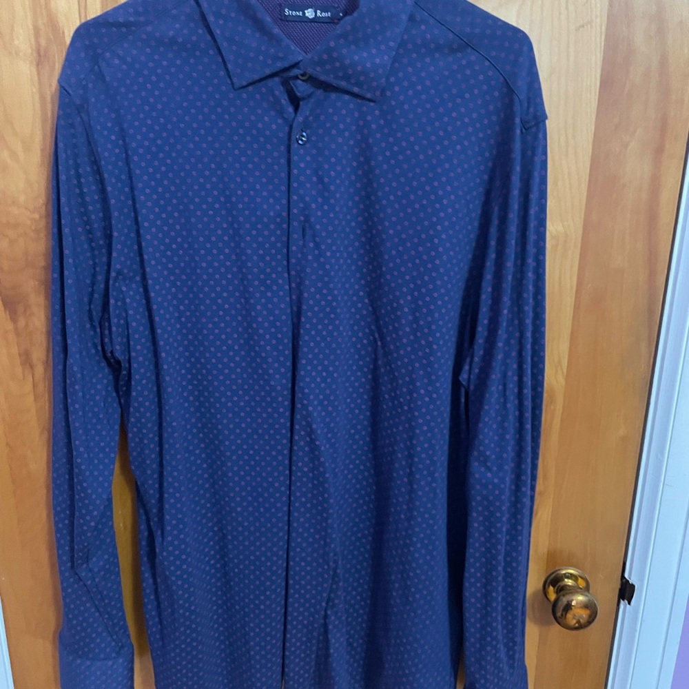 Stone Rose Blue Dress Shirt with Textured Pattern
